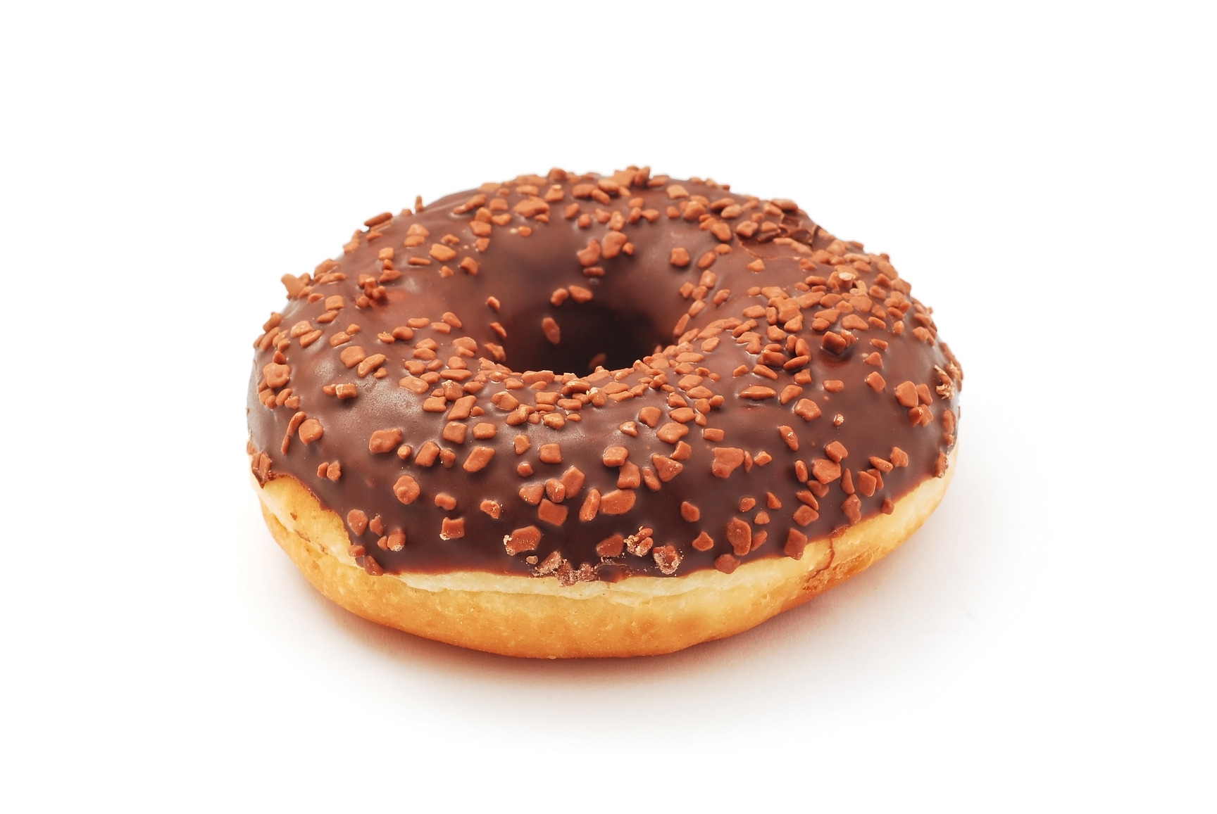 chocolate doughnut on white background