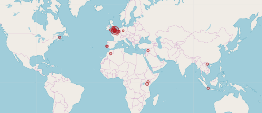 Monitoring security events shown on a world map