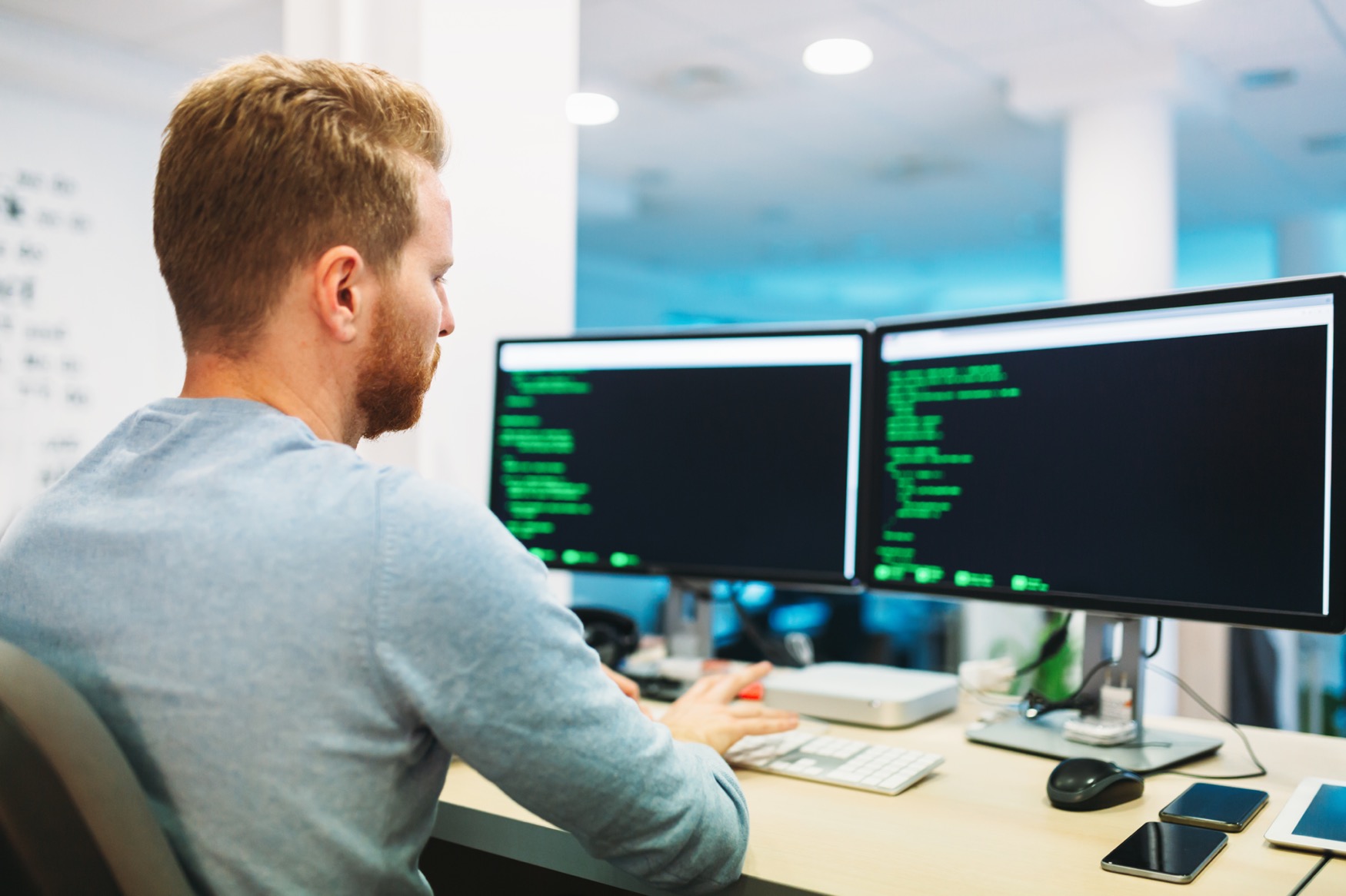 Programmer at desk