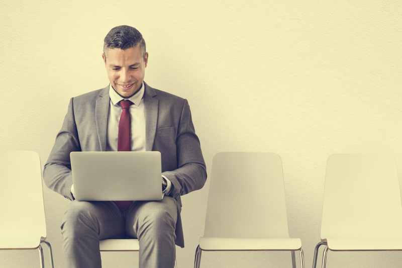 Businessman using laptop